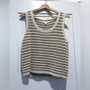 Crochet white and tan tank top, size L, like new.
